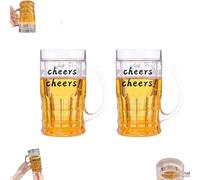 Faux mug à bière, 420 ml double couche drôle, fausse double F-AKE B-eers M-UG avec mezzanine, D-ouble-Layer en plastique réaliste B-eer M-UG avec poignées, étanche, pour bar, farce et fêtes