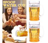 Faux mug à bière, double couche drôle, fausse tasse à double bière avec mezzanine, tasse réaliste pour bars, boissons, décoration amusante, fêtes et décoration fantaisie