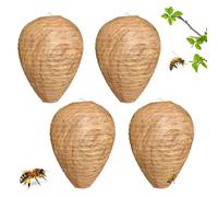 Faux Nids de Guêpes, 4 Pièces Faux Nid de Frelons, Leurres de Nid de Guêpe Suspendu, Nid de guêpes Artificiel pour répulsif Contre guêpes à l'extérieur pour Maison et Jardin Extérieur