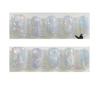 Faux Ongles 10 pièces femmes rêveur queue de poisson méduse à la main oeil chat presse sur ongles détachable Nail Art faux(Blue-jellyfish-XS)