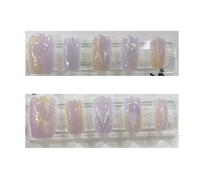 Faux Ongles 10 pièces femmes rêveur queue de poisson méduse à la main oeil chat presse sur ongles détachable Nail Art faux(Purple-jellyfish-S)