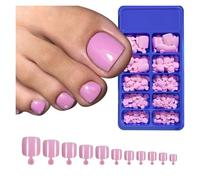 Faux Ongles 100PC Red Color Press on Toenails Full Cover Soild/Clear/White Short Square Fake Toes Nails False Nail Tips for Women Feet Decor(Color4)