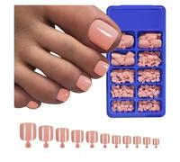 Faux Ongles 100PC Red Color Press on Toenails Full Cover Soild/Clear/White Short Square Fake Toes Nails False Nail Tips for Women Feet Decor(Color2)
