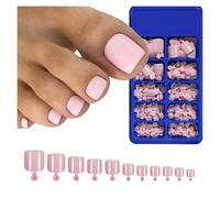 Faux Ongles 100PC Red Color Press on Toenails Full Cover Soild/Clear/White Short Square Fake Toes Nails False Nail Tips for Women Feet Decor(Color3)