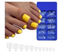 Faux Ongles 100PC Red Color Press on Toenails Full Cover Soild/Clear/White Short Square Fake Toes Nails False Nail Tips for Women Feet Decor(Color5)