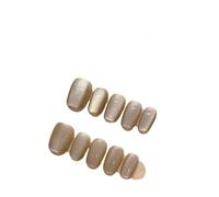 Faux Ongles 10Pcs Short Handmade Light Green Press On Nails Cat Eyes Pure Ballerina Decoration Wearable False Nails Full Cover Nail Tips Art(5-M)