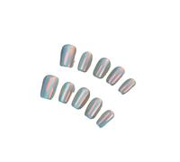 Faux Ongles 10Pcs Short Handmade Light Green Press On Nails Cat Eyes Pure Ballerina Decoration Wearable False Nails Full Cover Nail Tips Art(6-S)