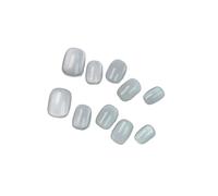 Faux Ongles 10Pcs Short Handmade Light Green Press On Nails Cat Eyes Pure Ballerina Decoration Wearable False Nails Full Cover Nail Tips Art(13-S)