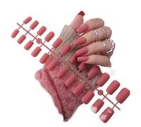 Faux Ongles 1PCS DIY Matte False Nails Square Head Frosted Press on Nail Tips Full Cover Artificial Fingernails Ballet Detachable No Glue(Color15)