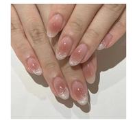 Faux Ongles 24 faux ongles détachables couleur vin rouge œil de chat, avec colle, couverture complète, forme carrée amande brillante, à presser(Color-53)