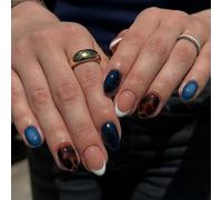 Faux Ongles 24 Pièces Avec Embellissements En Et Écaille De Effet Ombré Français Accent Presse Sur La Collection D'ongles