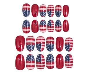 Faux ongles - 24 pièces sur le thème du 4 juillet - Accessoires de beauté ajustés confortables, ongles de manucure pour rendez-vous, fêtes et représentations théâtrales