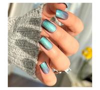 Faux Ongles 24pcs detachable cat eyes red wine false nails with glue full cover ballet square almond shiny press on fake nails tips(Color37)