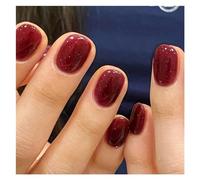 Faux Ongles 24pcs detachable cat eyes red wine false nails with glue full cover ballet square almond shiny press on fake nails tips(Color-54)