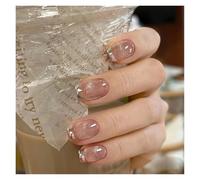 Faux Ongles 24pcs detachable cat eyes red wine false nails with glue full cover ballet square almond shiny press on fake nails tips(Color-50)