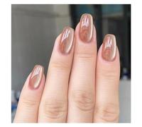 Faux Ongles 24pcs detachable cat eyes red wine false nails with glue full cover ballet square almond shiny press on fake nails tips(Color41)
