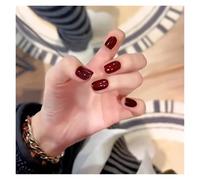 Faux Ongles 24pcs detachable cat eyes red wine false nails with glue full cover ballet square almond shiny press on fake nails tips(Color26)