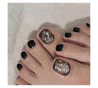 Faux Ongles 24pcs False Toe Nails Simple French Fake Toenails Set Press On Toenail Wearable Removable False Toenails With Design For Girls(Color-9)