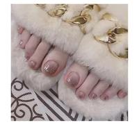 Faux Ongles 24pcs False Toe Nails Simple French Fake Toenails Set Press On Toenail Wearable Removable False Toenails With Design For Girls(Color-7)