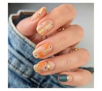 Faux Ongles 24Pcs Fashion Fake Nails Press on Short Square Head False Nail Art Green Leopard Print Design Artifical Full Cover Nail Tips(Color9)