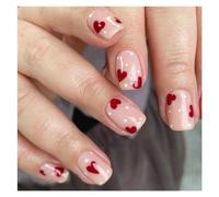 Faux Ongles 24Pcs Fashion Fake Nails Press on Short Square Head False Nail Art Green Leopard Print Design Artifical Full Cover Nail Tips(Color46)