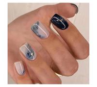Faux Ongles 24Pcs Fashion Fake Nails Press on Short Square Head False Nail Art Green Leopard Print Design Artifical Full Cover Nail Tips(Color13)