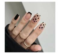 Faux Ongles 24Pcs Fashion Fake Nails Press on Short Square Head False Nail Art Green Leopard Print Design Artifical Full Cover Nail Tips(Color38)
