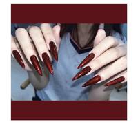 Faux Ongles 24pcs Glossy Black Fake Nails Set Press On Nail Tips Solid Color Long Stiletto Removable Artificial Nails Decoration Nail Art(Style7)