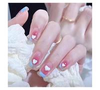 Faux Ongles 24Pcs Shiny Press on Fake Nails Dark Pink Square Short Gel Cover False Fingernails Manicure Art Tips for Women and Girl(Color37)
