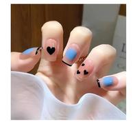 Faux Ongles 24Pcs Shiny Press on Fake Nails Dark Pink Square Short Gel Cover False Fingernails Manicure Art Tips for Women and Girl(Color18)