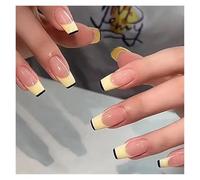 Faux Ongles 24Pcs Shiny Press on Fake Nails Dark Pink Square Short Gel Cover False Fingernails Manicure Art Tips for Women and Girl(Color13)
