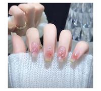 Faux Ongles 24Pcs Shiny Press on Fake Nails Dark Pink Square Short Gel Cover False Fingernails Manicure Art Tips for Women and Girl(Color25)