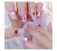 Faux Ongles 24Pcs Shiny Press on Fake Nails Dark Pink Square Short Gel Cover False Fingernails Manicure Art Tips for Women and Girl(Color9)