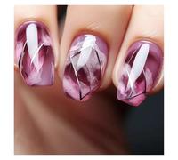 Faux Ongles 24pcs Short Round False Nails French Blue Sparkling Pearl White Wavy Love Heart Full Cover Detachable Press On Nail Tips(Color8)