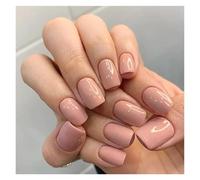 Faux Ongles 24Pcs Solid Color Wine Red Design Fake Nail Short Square Press on False Nails Simple Detachable Finished Full Cover Nail Tips(Color6)