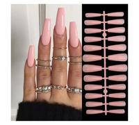 Faux Ongles 24pcs Square False Nails White Simple French Floral Design Fake Nials Full Cover Press on Nails DIY Detachable Nail Tips(Color36)