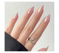 Faux Ongles 24pcs Stiletto Aurora Fake Nails Set Press On Short Almond Nails Wearable False Nails With Glitter Designs Full Cover Nail Tips(Style1)