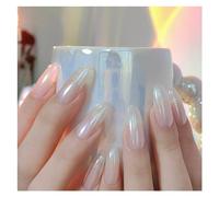 Faux Ongles 24pcs Stiletto Aurora Fake Nails Set Press On Short Almond Nails Wearable False Nails With Glitter Designs Full Cover Nail Tips(Style4)