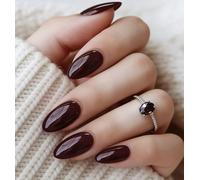 Faux Ongles 30 Pièce Court MouyouGlow,Amande Deep Burgundy Wine Rouge Elegance Unicolore Short Full Cover Qualité Salon Press on Nails,Glossy Dark Cherry Plain Pure Colour Eté INS Acryl Fake Nails