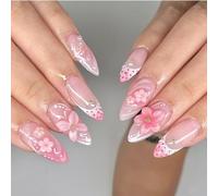 Faux ongles 3D à la mode sculpté papillon fleur avec joli design pour diverses occasions dégradées