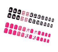 Faux ongles à application rapide, 48 pièces, en Rose rouge, paillettes d'amour pour femmes à la recherche de Styles sur divers ongles à paillettes en forme de cœur courtes