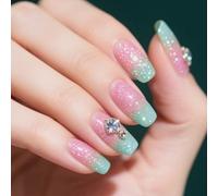 Faux ongles à bout carré à bout français - Faux motifs - Faux designs - Acrylique artificiel - Colle sur les ongles pour femme - Transparent