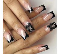Faux ongles à bout carré en acrylique - Couvrance complète - Faux ongles en acrylique - Cercueil d'amande