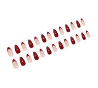 Faux ongles à coller en acrylique brillant à coller sur les ongles pour femme - Rouge vin