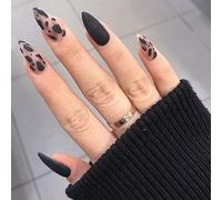 Faux Ongles À Coller En Acrylique Mat Moyen Motif Vache ¿ Couverture Complète Pour Une Manucure Diy Facile ¿ 24 Pièces