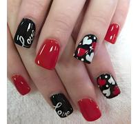 Faux ongles à coller en acrylique pour la Saint Valentin Motif cœurs