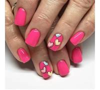 Faux ongles à coller en acrylique pour la Saint Valentin Romance Court Carré Sweetheart Finition brillante Designs pour femme tendance