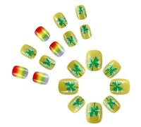 Faux ongles à coller sur les ongles en acrylique avec motifs arc-en-ciel