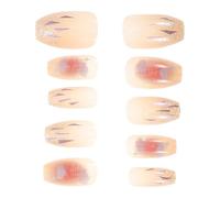Faux Ongles à Couverture Intégrale 24 Pièces, Forme Cercueil Courte