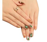 Faux ongles à paillettes pour Noël et l'hiver, faciles à appliquer, motifs festifs pour la saison des fêtes